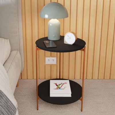 Mesa de Apoio Villa Monte Claro Redondo MDF Ferro 42CM Preto Bronze