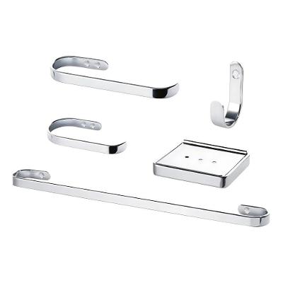 Kit de Acessórios para Banheiro TH SHOP 6 Peças Alumínio Maciço Polido e Aço Inox Marini