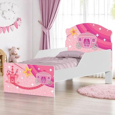 Cama Infantil Carruagem Princesa MDF Branco Rosa Mini Cama Cambel Móveis