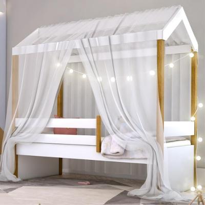 Cama Montessoriana Solteiro Exclusiv Fio de Luz e Voal Branco MDF com LED Divaloto Móveis
