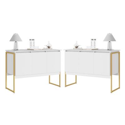 Buffet Conjunto Aquarela 3 Portas MDP 120CM Branco e Dourado Casah