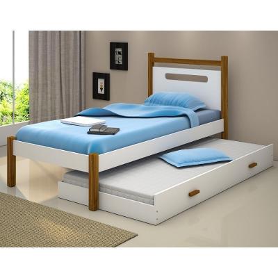 Cama Bicama Solteiro Helo com Auxiliar e Colchões MDF Branco Divaloto Móveis