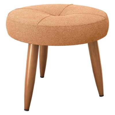 Puff Rachel para Sala Assento Espuma Tecido Boucle Laranja Matrix