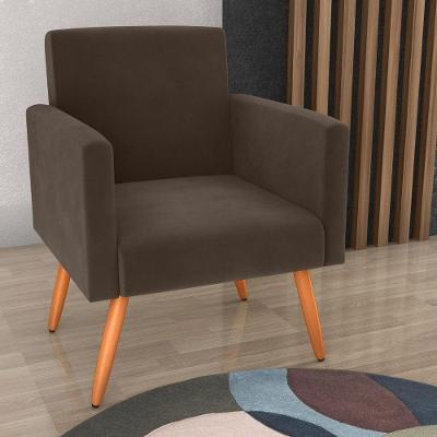 Poltrona Prisma para Sala Reclinavel Veludo Espuma D20 Assento Marrom Matrix
