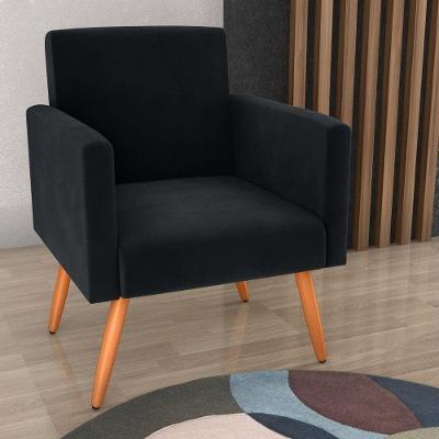 Poltrona Eron para Sala Reclinável Veludo Inca Preto Matrix