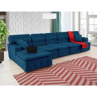 Sofá Orlando 4.20x1.50m Com Chaise, Retrátil E Reclinável - Azul - 2
