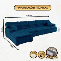 Sofá Orlando 4.20x1.50m Com Chaise, Retrátil E Reclinável - Azul - 3