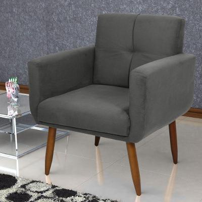 Poltrona Decorativa Ícone para Sala Suede Reclinável Cinza Matrix