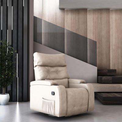 Poltrona Cromo Reclinável Giratória Corino Espuma D23 Bege com Porta Copos e Bolso Lateral Matrix