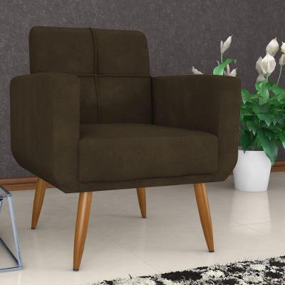 Poltrona Riviera para Sala Reclinável Veludo Marrom 1 Lugar Matrix