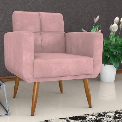 Poltrona Bruma Reclinável para Sala Veludo Turkey Espuma D23 Rosa Matrix