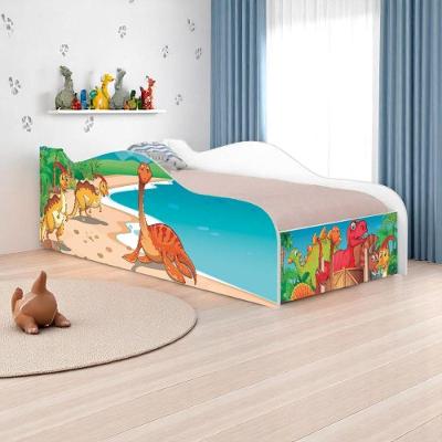 Mini Cama Jurassic Dinossauros com Colchão MDF Branco Casah