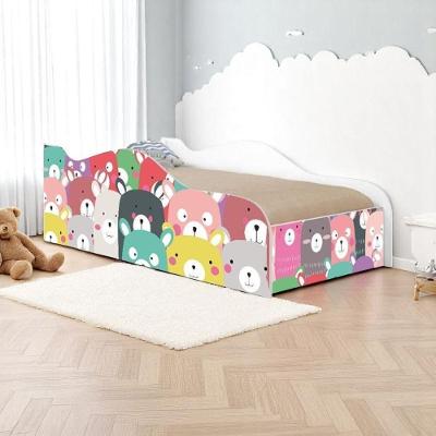 Mini Cama Infantil Ursinhos Coloridos MDF Branco Casah Solteiro