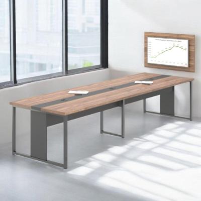 Mesa de Reunião com Painel Retangular Nobre Moderno MDF MDP 360CM Noce Preto Casah