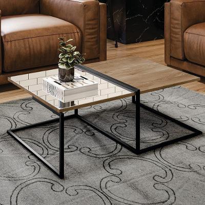 Mesa de Centro Aurora Ponto Nobre Retangular Vidro MDP 90CM Preto Dream Móveis