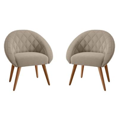 Jogo de Poltronas Alice Reclinável Sala Tecido Inca Conforto Marrom Castor Framar