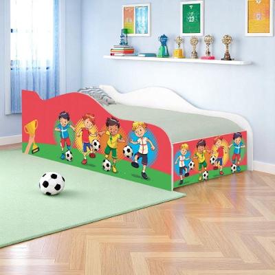 Mini Cama Futebol Meninos com Colchão MDF Branco Solteiro Casah