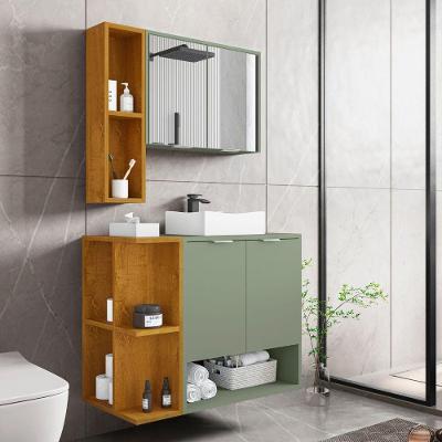 Conjunto para Banheiro Casa Azzur Pistache Naturalle 4 Portas 7 Prateleiras MDP 148CM Verde Bechara