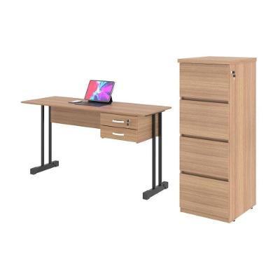Conjunto de Escrivaninha e Gaveteiro Taos Larissa 6 Gavetas MDP BP 120CM Amadeirado Casah