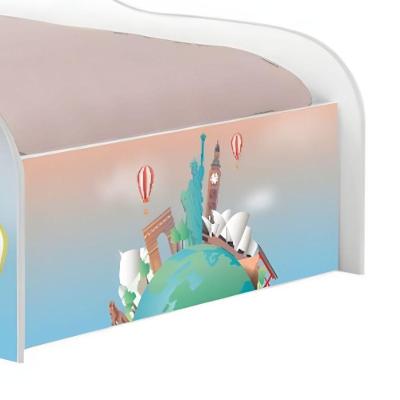 Cama Solteiro Infantil com Colchão Volta ao Mundo MDF Branco Casah