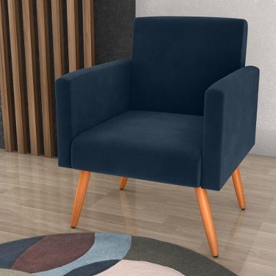 Poltrona Valen para Sala Reclinável Veludo Espuma D20 Azul Matrix 110kg