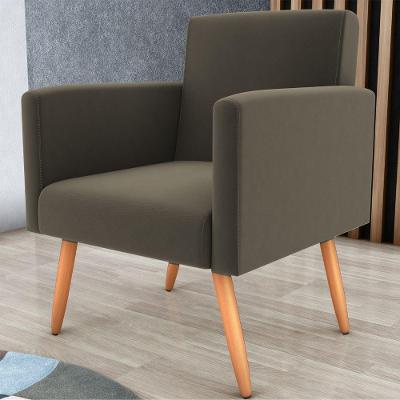 Poltrona Pérola para Sala Suede Cappuccino Marrom com Apoio para os Braços Matrix