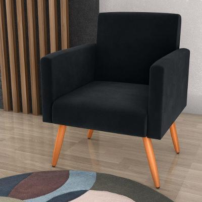 Poltrona Piazza Nobre para Sala Reclinável Veludo Preto Matrix