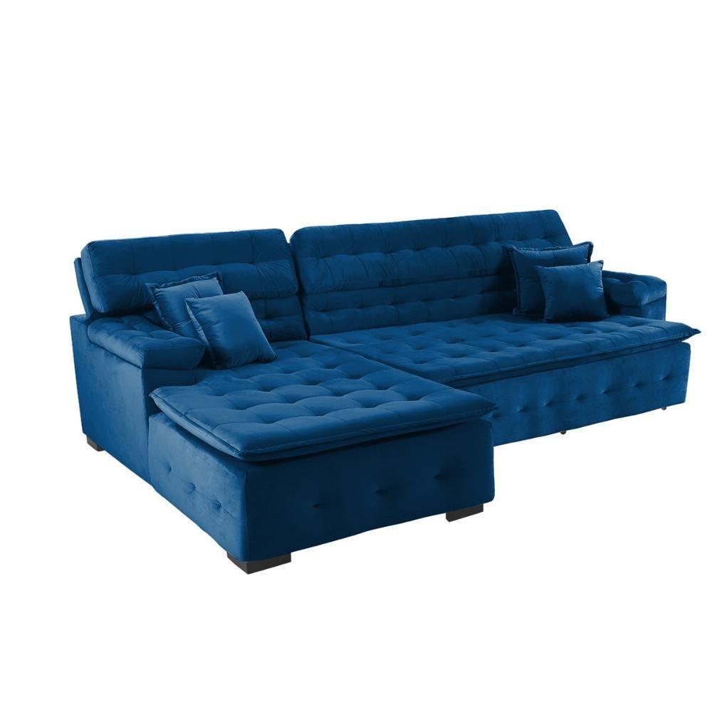 Sofá Orlando 2.40x1.90m Com Chaise, Retrátil E Reclinável - Azul - 7