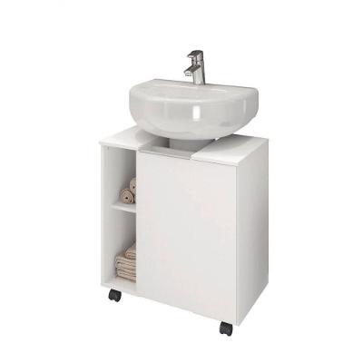 Gabinete para Banheiro Dália com Cuba 1 Porta MDP 55CM Branco Bechara Móveis