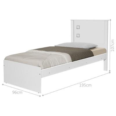 Cama Solteiro com Cabeceira Bianca Barcelona MDF MDP Branco Casah