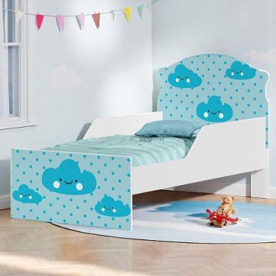 Cama Infantil Nuvens Meninos com Colchão MDF Branco Cambel Móveis