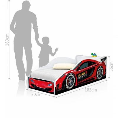 Cama Infantil Cama Carro com Baú e Colchão MDF Vermelho Casah