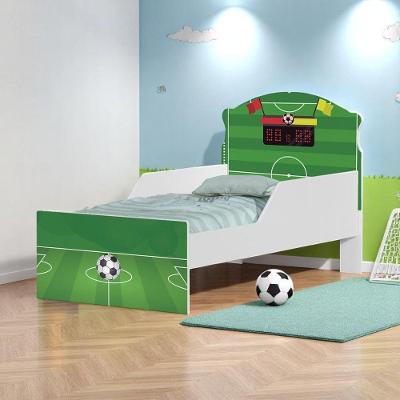 Cama Infantil Campo de Futebol com Colchão MDF Branco Solteiro Cambel Móveis