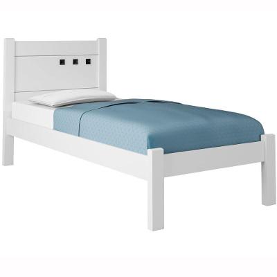 Cama Box com Colchão Solteiro Cama Solteiro Paola II Branco com Colchão Branco Framar