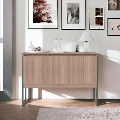 Buffet Valência 3 Portas MDP 120CM Montana Preto com Estrutura em Aço Casah