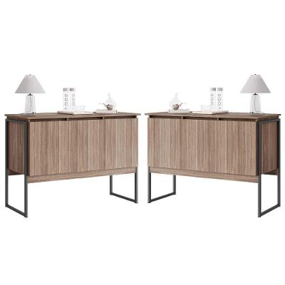 Buffet Vintage Affara Preto 3 Portas sem Gavetas MDP 120CM Marrom Casah 2 Buffets