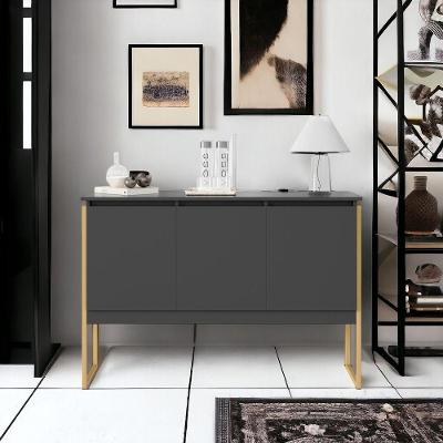 Buffet Monte da Serra 3 Portas Industrial MDP 120CM Preto Dourado