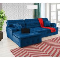 Sofá Orlando 2.40x1.70m Com Chaise, Retrátil E Reclinável - Azul - 3