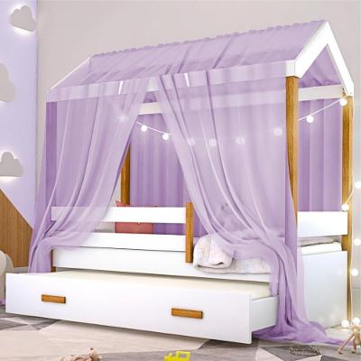 Bicama Montessoriana Solteiro Montessori Heleva Fio de Luz com Colchão e Voal MDF Branco Divaloto
