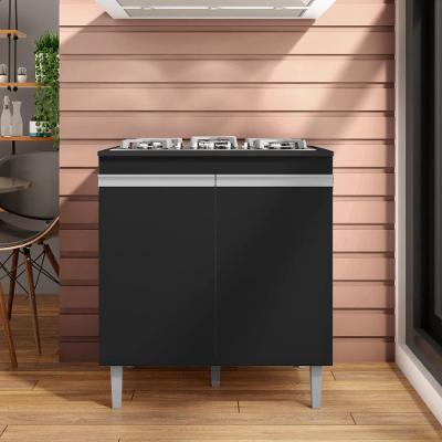 Balcão de Cozinha para Cooktop Calita 2 Portas 79CM Preto Fosco AJL Móveis