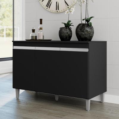Balcão de Cozinha Calari 3 Portas 120CM Preto AJL Móveis