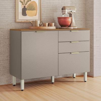 Balcão de Cozinha Linha Dourada Nude Prime Touch 1 Porta 2 Gavetas 120CM Amendola Touch Demóbile