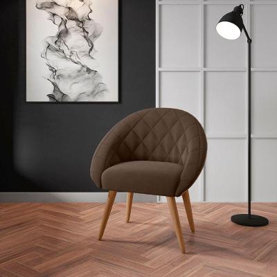Poltrona Alice para Sala com Pés Retos em Madeira Marrom Framar 76CM