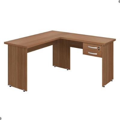 Mesa em l para Escritório Mesa em l Escritório Alfama Montana Moderno 2 Gavetas MDP Marrom Plata