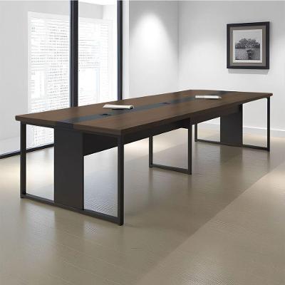 Mesa de Reunião Retangular Tália Moderno sem Gavetas MDP 360CM Freijó Preto