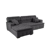 Sofá Orlando 2.20x2.10m Com Chaise, Retrátil E Reclinável - Chumbo
