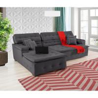 Sofá Orlando 2.20x2.10m Com Chaise, Retrátil E Reclinável - Chumbo - 6