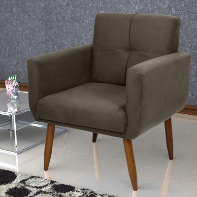 Poltrona Cromo para Sala Suede Conforto Cappuccino Marrom Matrix