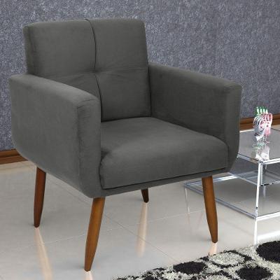 Poltrona Ravel para Sala Suede Conforto Espuma Cinza Matrix