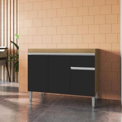 Bancada de Cozinha Delero 2 Portas 1 Prateleira MDP 51CM Amêndoa Preto